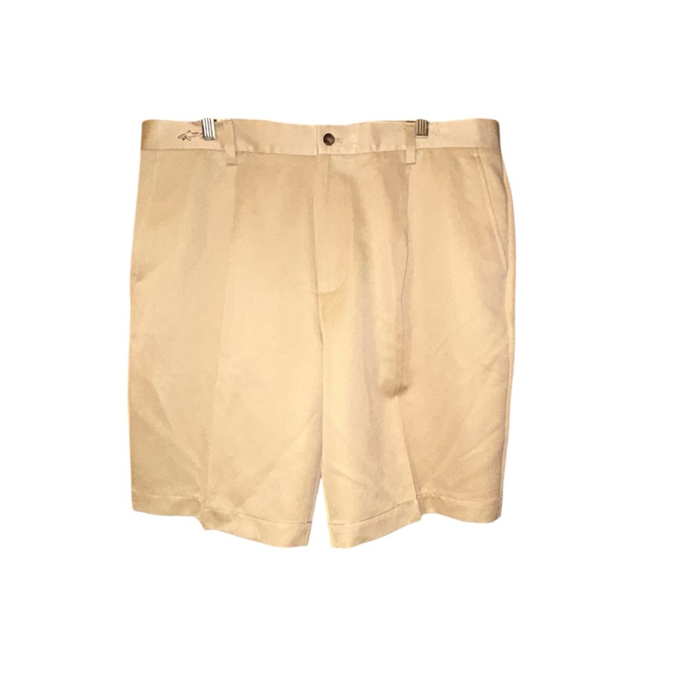 Greg Norman Mens Golf Shorts 38 Classic Fit‎ Khaki Beige Microfiber Performance